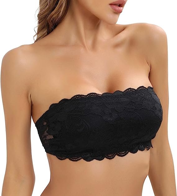 Women's Strapless Lace Bandeau Bra Padded