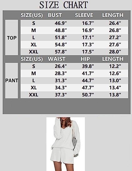 Women's Pajama Set V Neck Off Shoulder Pajamas Long Sleeve Top and Shorts 2 piece set