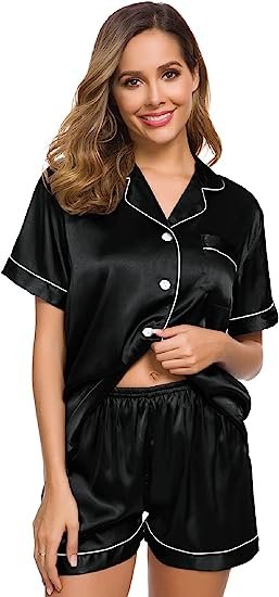 Women's Silk Satin Pajama Set Loungewear Button Down