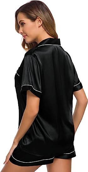 Women's Silk Satin Pajama Set Loungewear Button Down